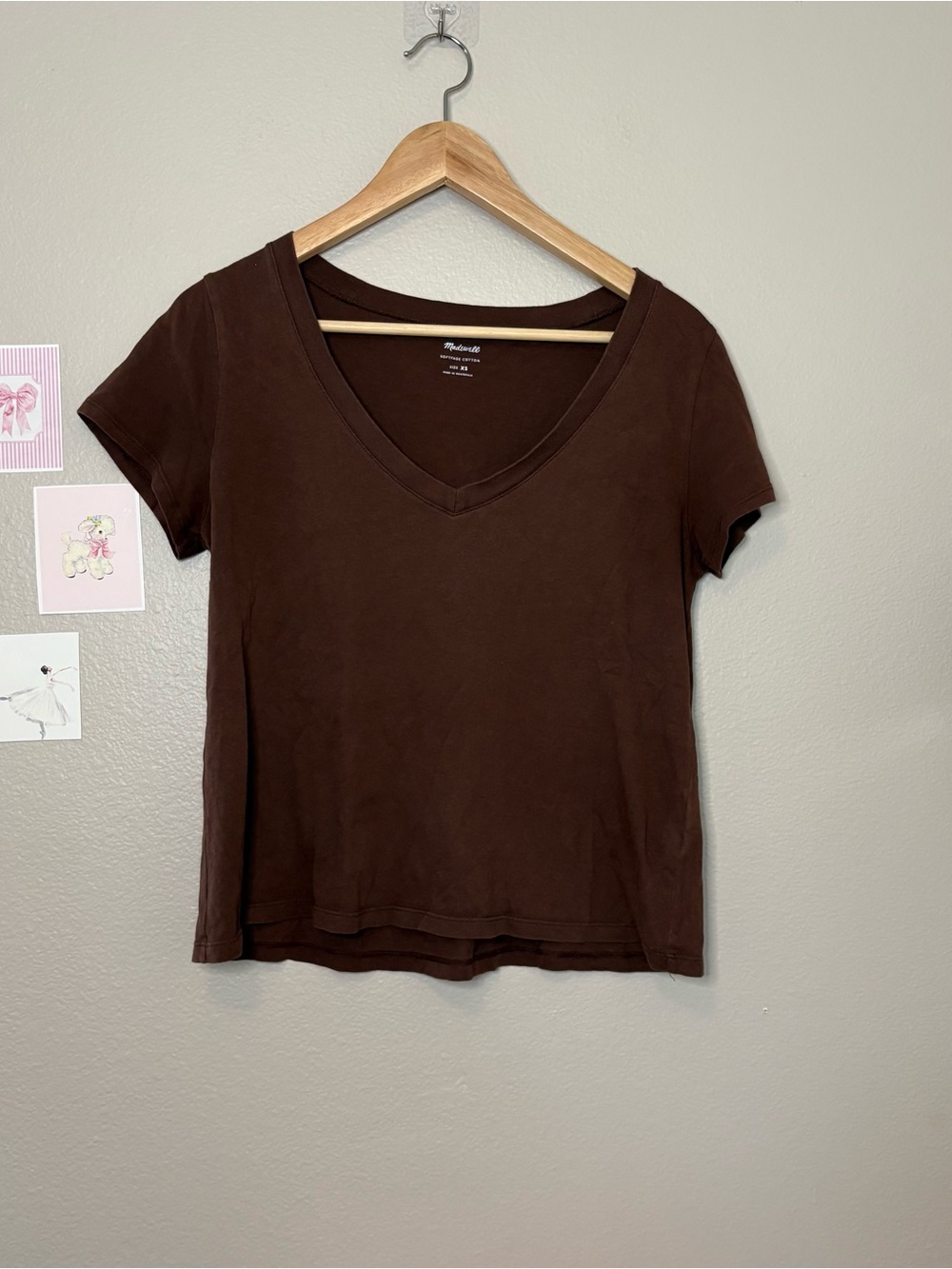 Madewell brown aesthetic fall color fade short sleeve cotton trendy poetcore XS